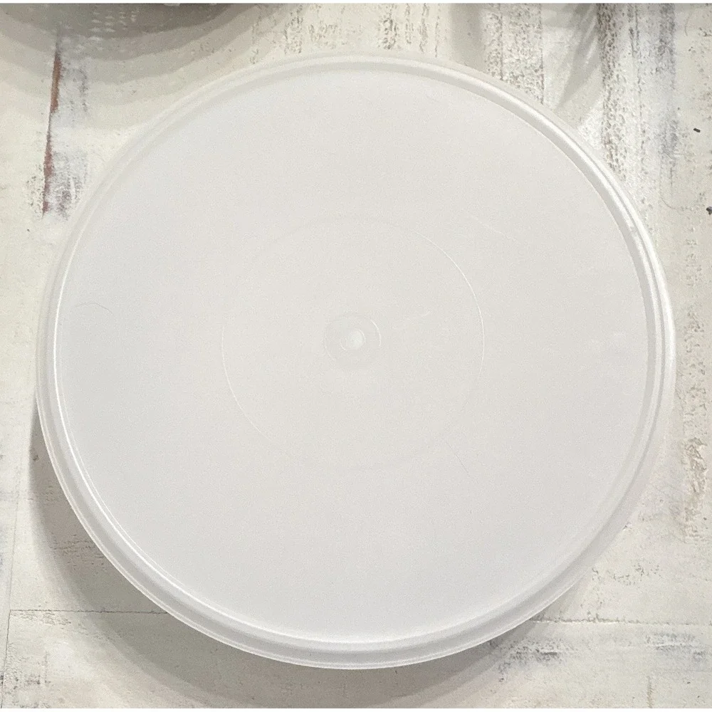 Tupperware Round White Plastic Storage Containers 2-Pc Set, Snap Lids, 1.9-2.5L